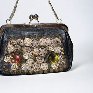 Vintage Small black and gold purse
